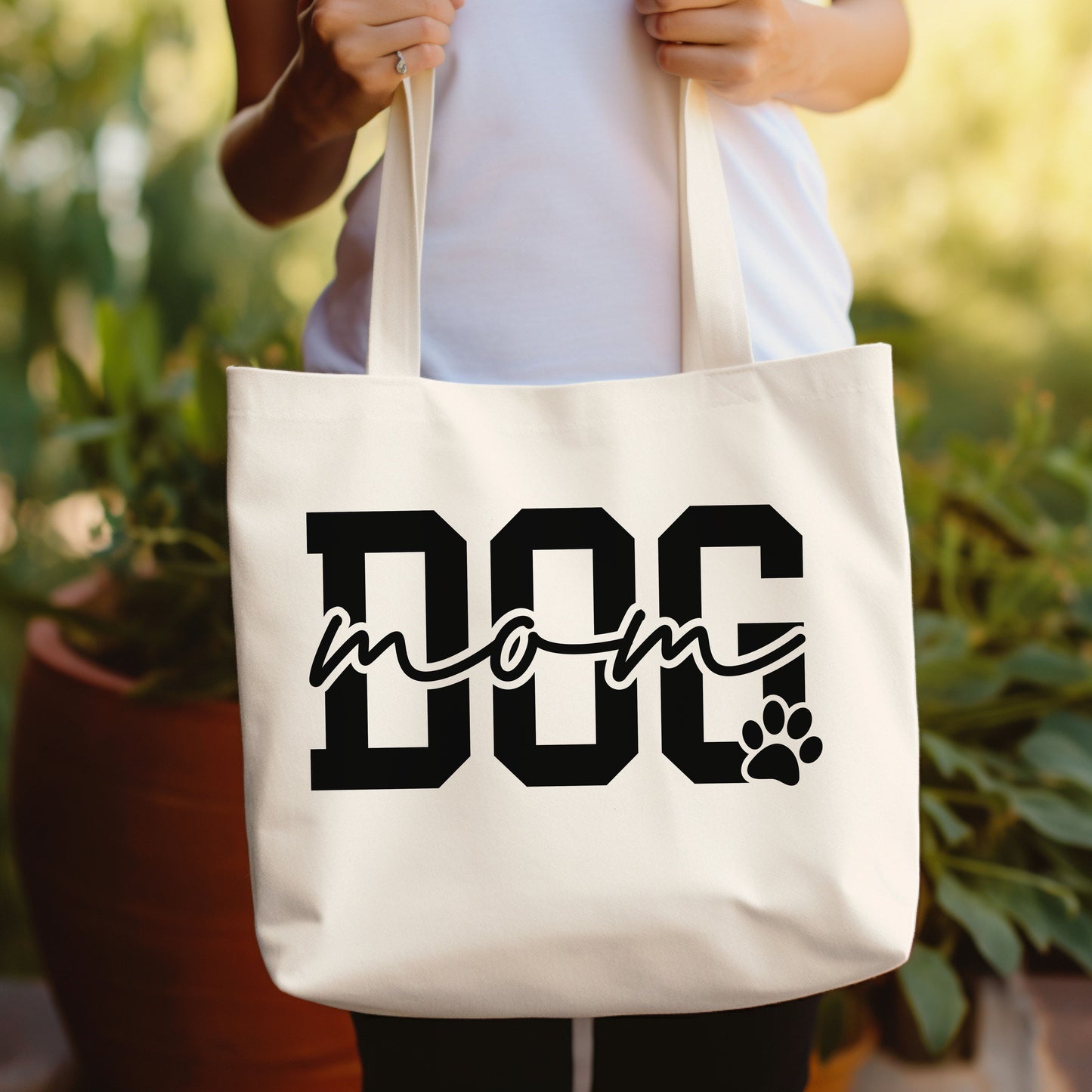 Dog Mom Cotton Canvas Tote Bag, Eco-Friendly Pet Lover Gift