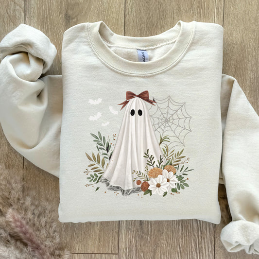 Spooky Ghost-Themed Crewneck Sweatshirt