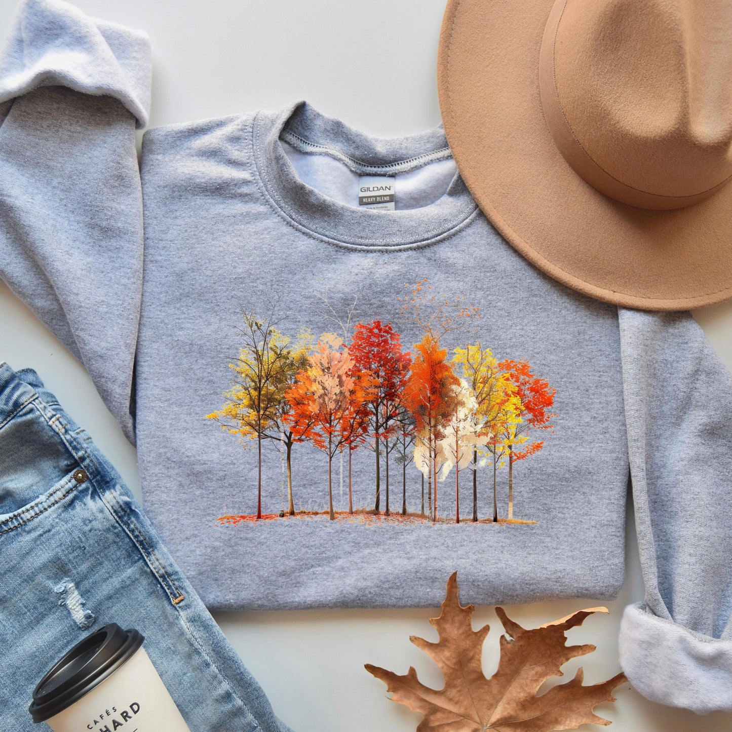 Cozy Autumn Trees Crewneck Sweatshirt For Everyday Wear