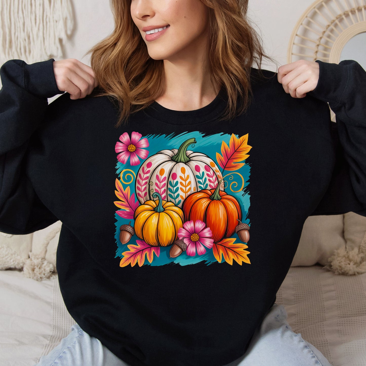 Fall Pumpkin Sweatshirt, Cozy Crewneck for Autumn,