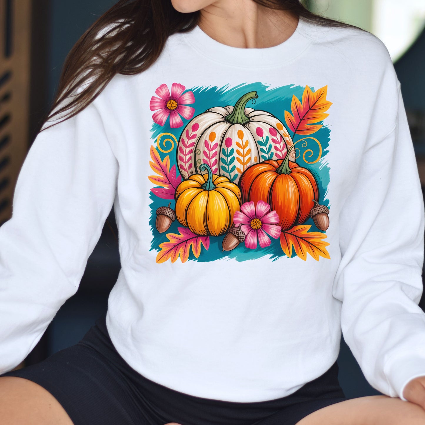Fall Pumpkin Sweatshirt, Cozy Crewneck for Autumn,