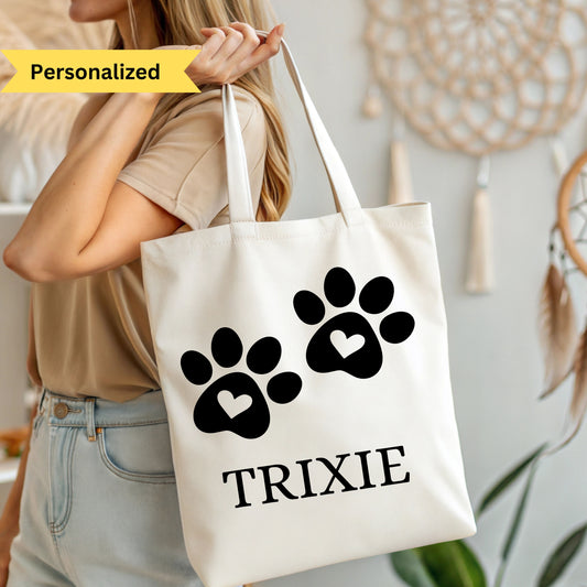Personalized Pet Lover Tote Bag, Eco-Friendly Canvas, Gift for Dog or Cat Owners,